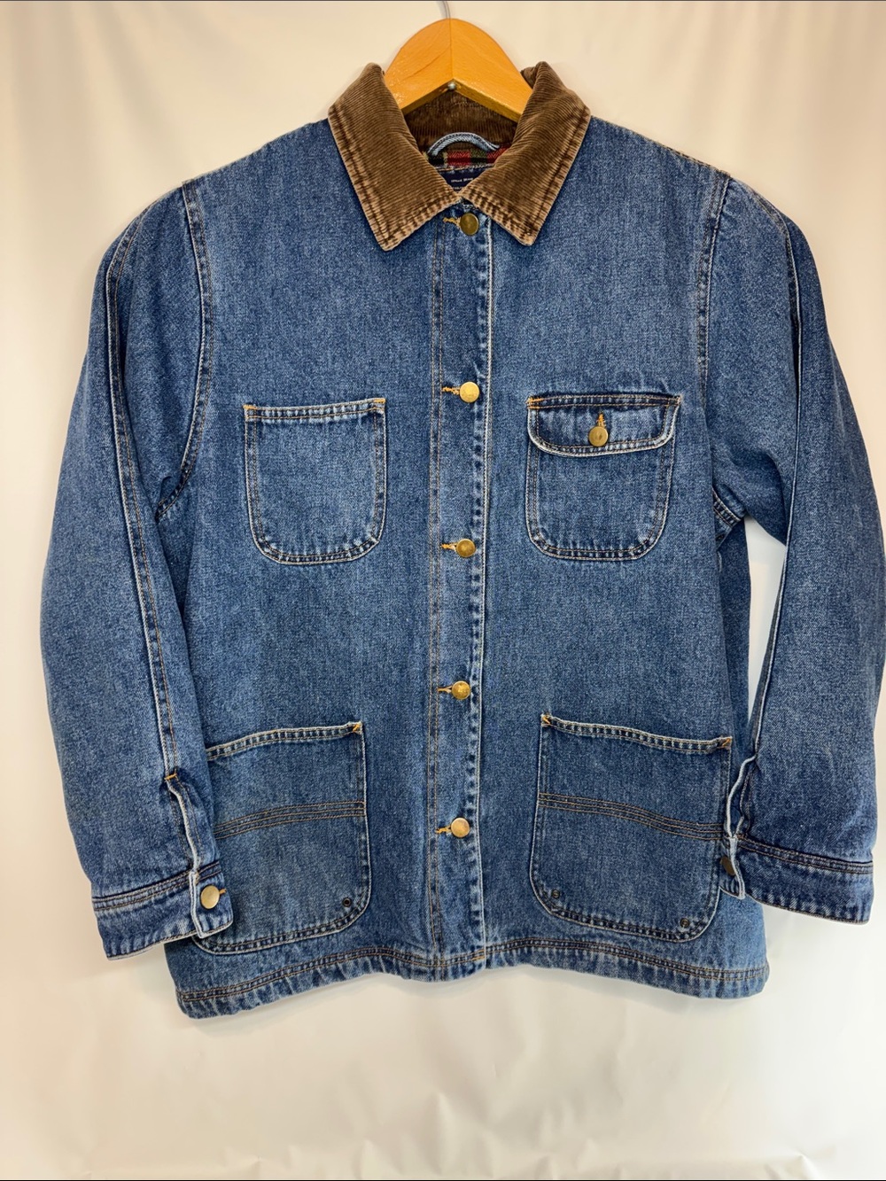 Vintage 90s Faded Glory Denim Chore Jacket Flannel Lined Barn Coat Women’s L